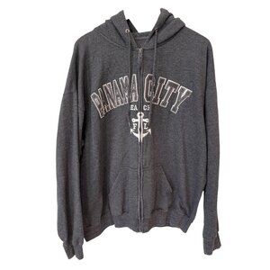 Exist Hoodie Size XL Full Zip Long Sleeve Florida and Panama City Gray Relaxed